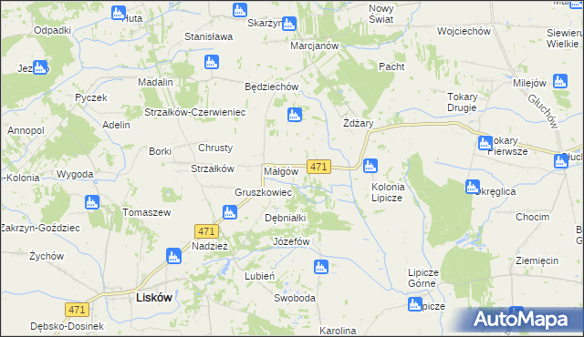 mapa Małgów-Kolonia, Małgów-Kolonia na mapie Targeo