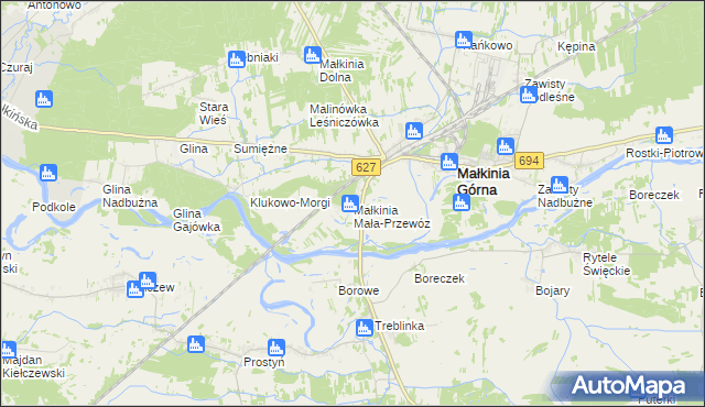 mapa Małkinia Mała-Przewóz, Małkinia Mała-Przewóz na mapie Targeo