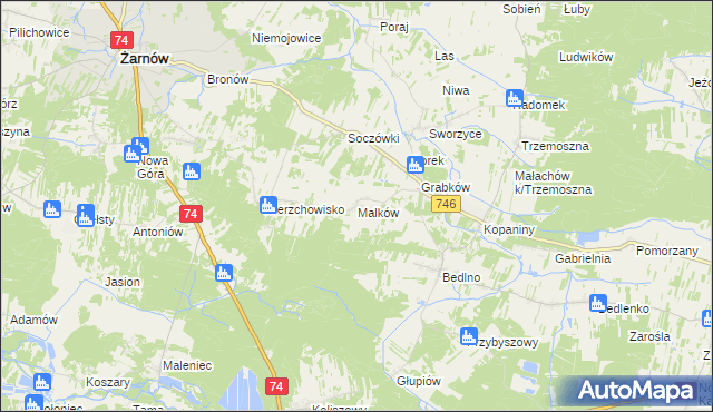 mapa Malków, Malków na mapie Targeo
