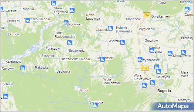 mapa Malkowice gmina Bogoria, Malkowice gmina Bogoria na mapie Targeo