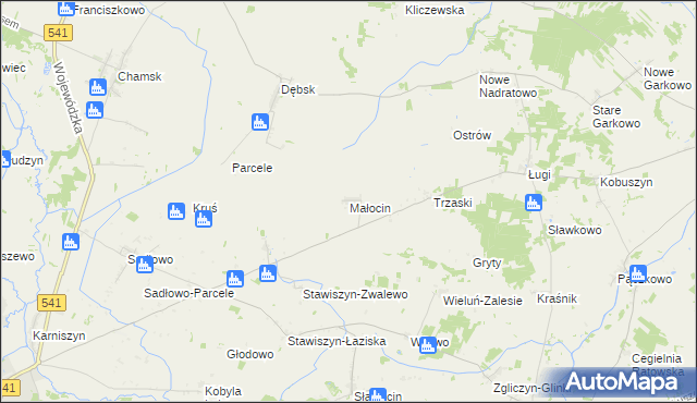 mapa Małocin gmina Bieżuń, Małocin gmina Bieżuń na mapie Targeo