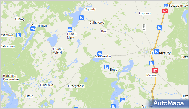 mapa Małszewko, Małszewko na mapie Targeo