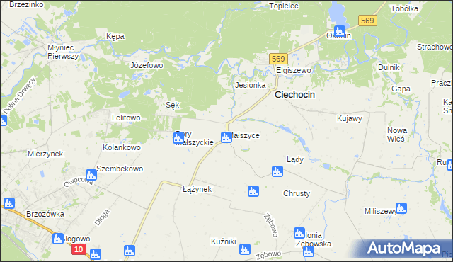 mapa Małszyce gmina Ciechocin, Małszyce gmina Ciechocin na mapie Targeo