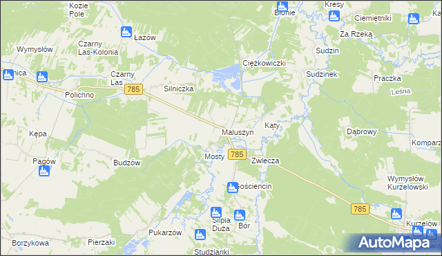 mapa Maluszyn gmina Żytno, Maluszyn gmina Żytno na mapie Targeo