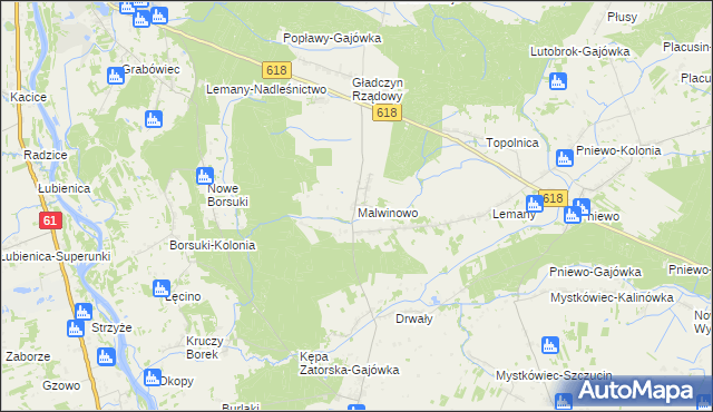 mapa Malwinowo, Malwinowo na mapie Targeo