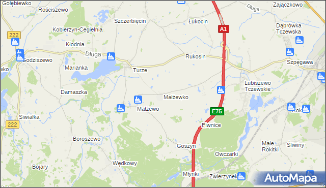 mapa Małżewko, Małżewko na mapie Targeo