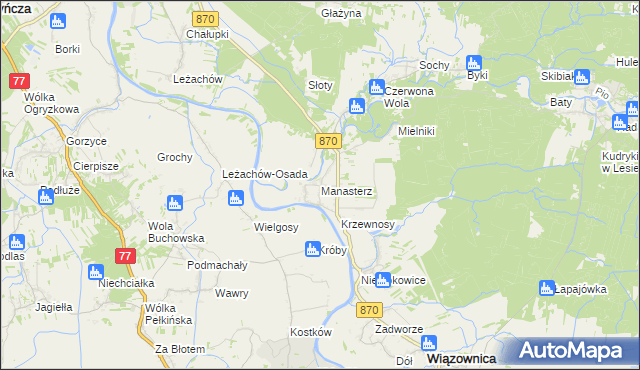 mapa Manasterz gmina Wiązownica, Manasterz gmina Wiązownica na mapie Targeo