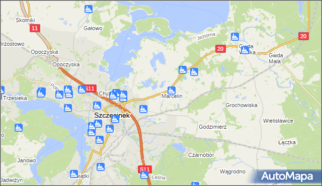 mapa Marcelin gmina Szczecinek, Marcelin gmina Szczecinek na mapie Targeo