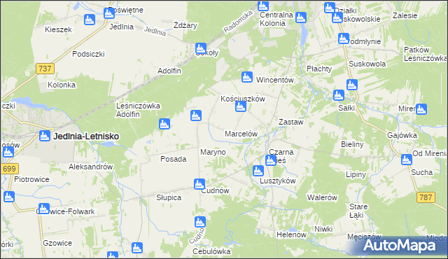 mapa Marcelów gmina Pionki, Marcelów gmina Pionki na mapie Targeo