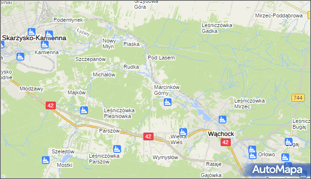 mapa Marcinków gmina Wąchock, Marcinków gmina Wąchock na mapie Targeo