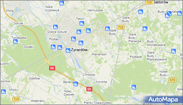 mapa Mariampol gmina Jaktorów, Mariampol gmina Jaktorów na mapie Targeo