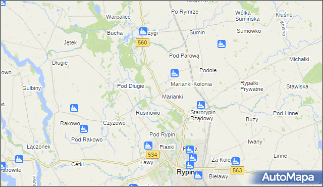 mapa Marianki gmina Rypin, Marianki gmina Rypin na mapie Targeo