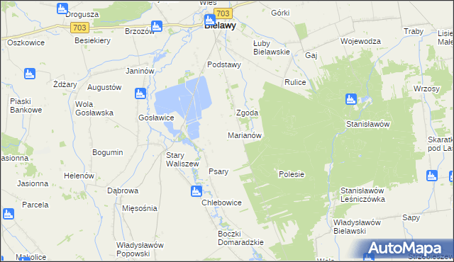 mapa Marianów gmina Bielawy, Marianów gmina Bielawy na mapie Targeo