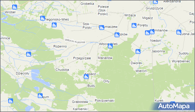 mapa Marianów gmina Błaszki, Marianów gmina Błaszki na mapie Targeo
