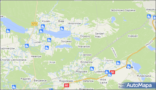 mapa Marianów gmina Gostynin, Marianów gmina Gostynin na mapie Targeo