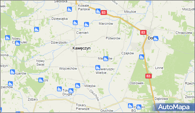 mapa Marianów gmina Kawęczyn, Marianów gmina Kawęczyn na mapie Targeo