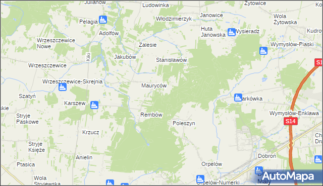 mapa Marianów gmina Wodzierady, Marianów gmina Wodzierady na mapie Targeo