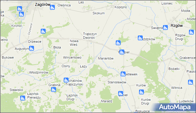 mapa Mariantów gmina Zagórów, Mariantów gmina Zagórów na mapie Targeo