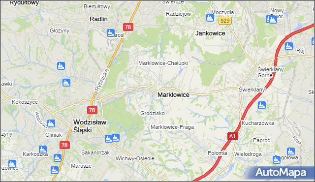 mapa Marklowice, Marklowice na mapie Targeo