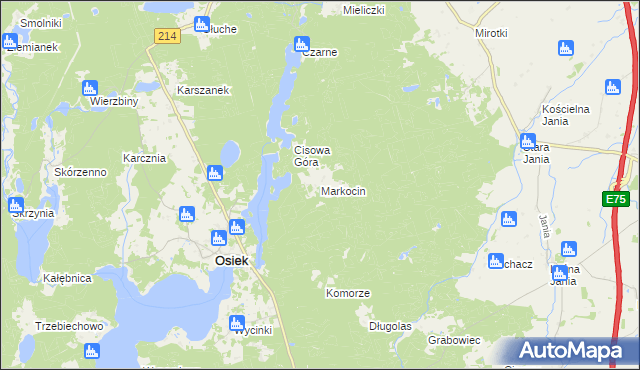 mapa Markocin gmina Osiek, Markocin gmina Osiek na mapie Targeo