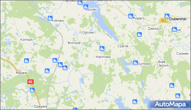 mapa Marlinowo, Marlinowo na mapie Targeo