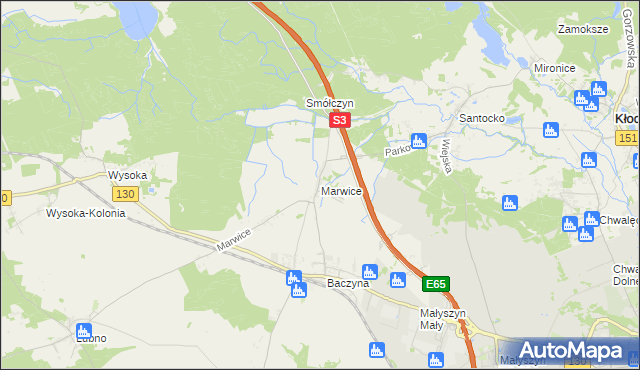 mapa Marwice gmina Lubiszyn, Marwice gmina Lubiszyn na mapie Targeo