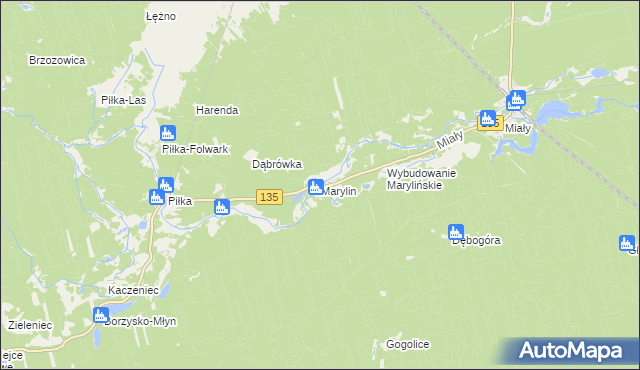 mapa Marylin gmina Drawsko, Marylin gmina Drawsko na mapie Targeo