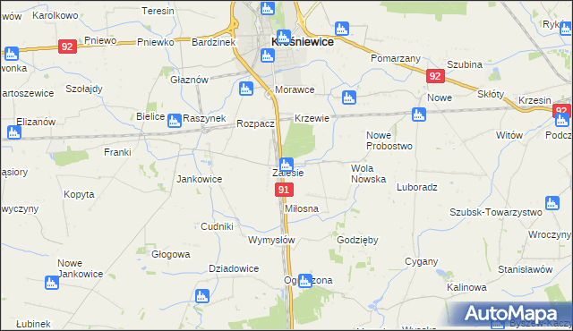 mapa Marynin gmina Krośniewice, Marynin gmina Krośniewice na mapie Targeo