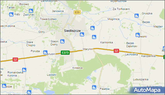 mapa Marynin gmina Siedliszcze, Marynin gmina Siedliszcze na mapie Targeo