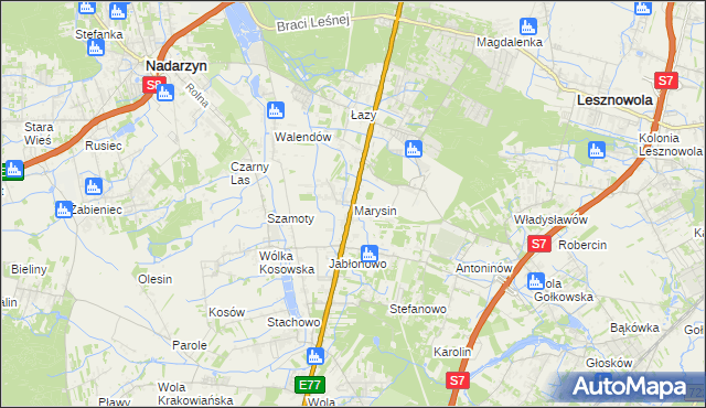 mapa Marysin gmina Lesznowola, Marysin gmina Lesznowola na mapie Targeo
