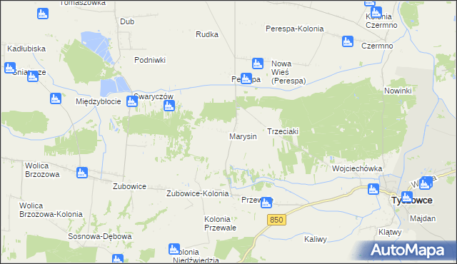 mapa Marysin gmina Tyszowce, Marysin gmina Tyszowce na mapie Targeo