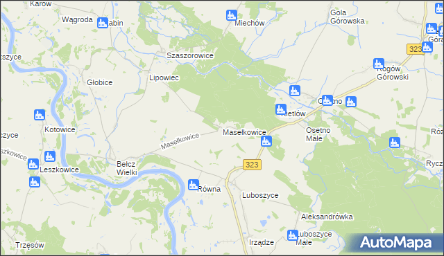 mapa Masełkowice, Masełkowice na mapie Targeo