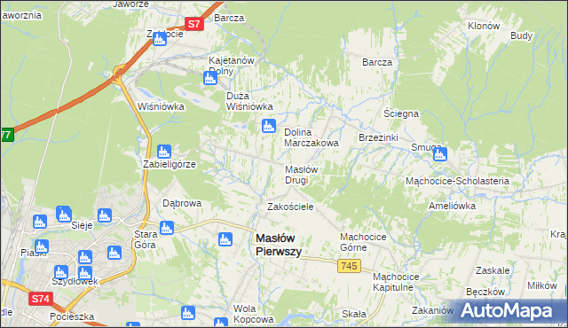 mapa Masłów Drugi, Masłów Drugi na mapie Targeo