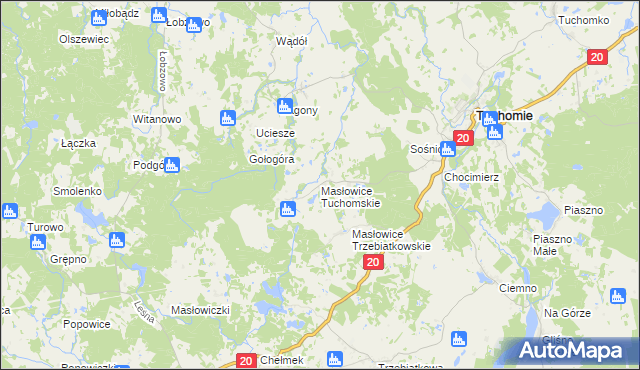 mapa Masłowice Tuchomskie, Masłowice Tuchomskie na mapie Targeo