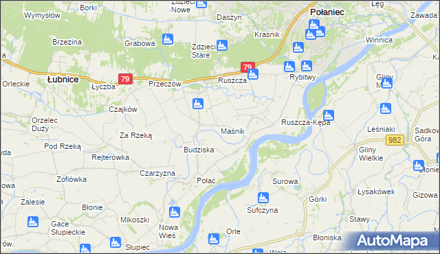 mapa Maśnik, Maśnik na mapie Targeo