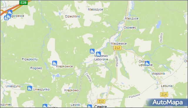 mapa Maszewo Lęborskie, Maszewo Lęborskie na mapie Targeo