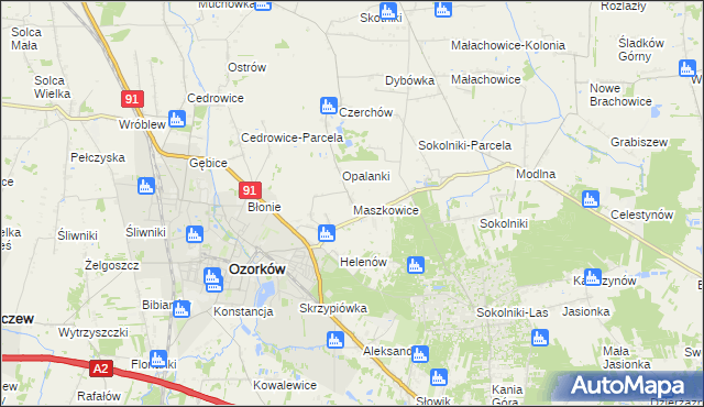 mapa Maszkowice gmina Ozorków, Maszkowice gmina Ozorków na mapie Targeo