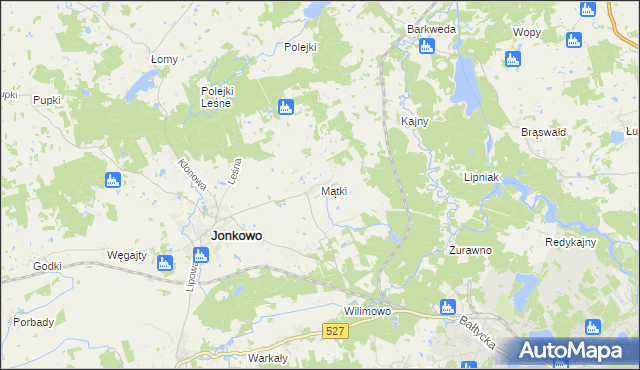 mapa Mątki gmina Jonkowo, Mątki gmina Jonkowo na mapie Targeo