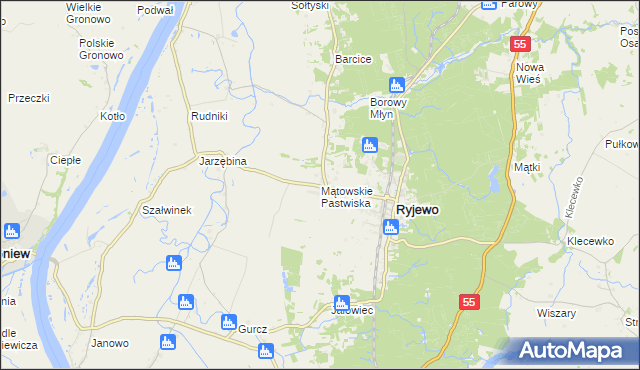 mapa Mątowskie Pastwiska, Mątowskie Pastwiska na mapie Targeo