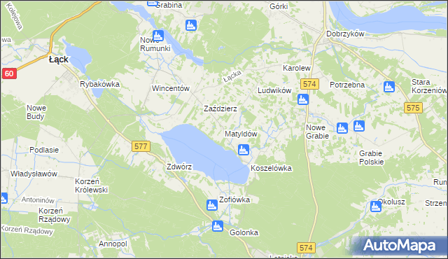 mapa Matyldów gmina Łąck, Matyldów gmina Łąck na mapie Targeo