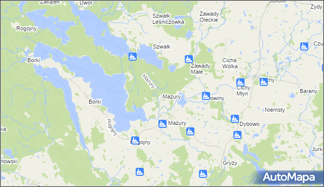 mapa Mazury gmina Kowale Oleckie, Mazury gmina Kowale Oleckie na mapie Targeo