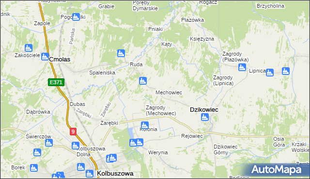 mapa Mechowiec, Mechowiec na mapie Targeo