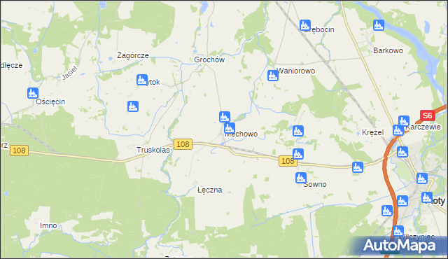 mapa Mechowo gmina Płoty, Mechowo gmina Płoty na mapie Targeo