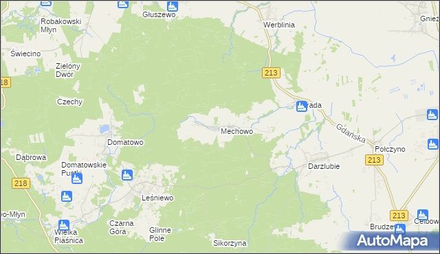 mapa Mechowo gmina Puck, Mechowo gmina Puck na mapie Targeo