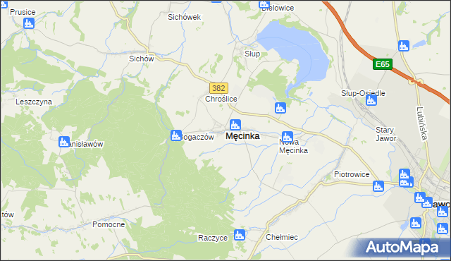 mapa Męcinka, Męcinka na mapie Targeo