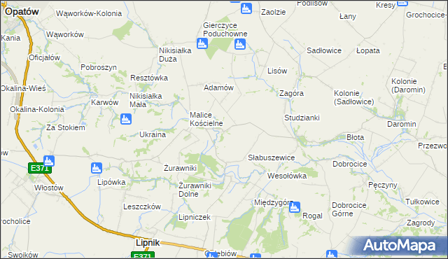 mapa Męczennice, Męczennice na mapie Targeo