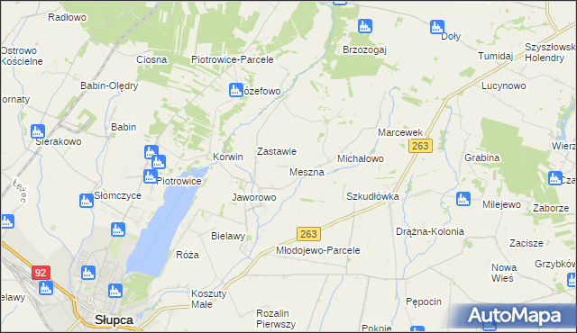 mapa Meszna gmina Słupca, Meszna gmina Słupca na mapie Targeo