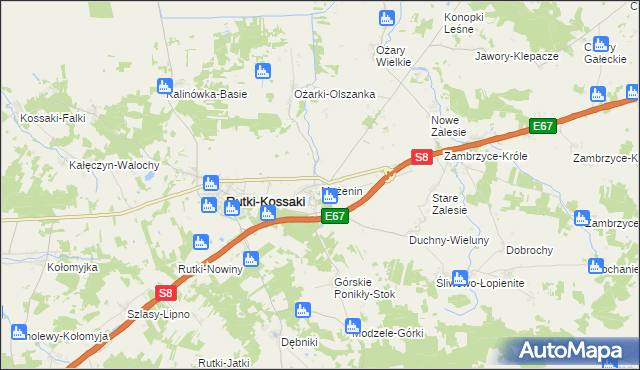 mapa Mężenin gmina Rutki, Mężenin gmina Rutki na mapie Targeo