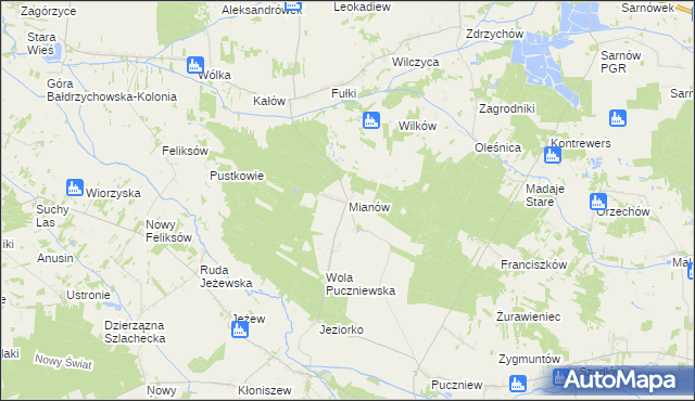 mapa Mianów, Mianów na mapie Targeo