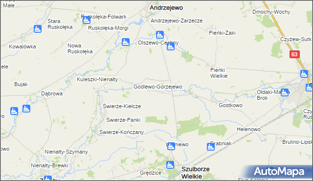 mapa Mianowo gmina Andrzejewo, Mianowo gmina Andrzejewo na mapie Targeo